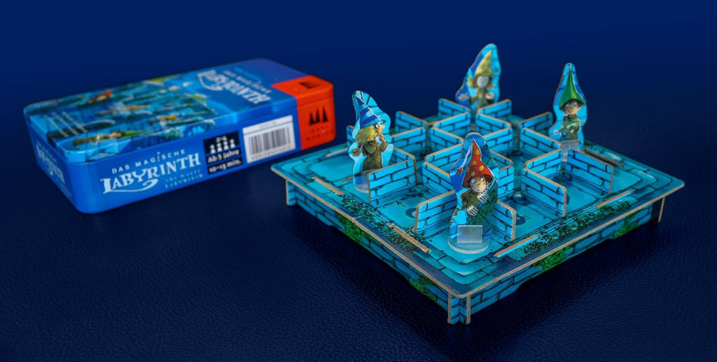 Magisches Labyrinth Reisespiel in Metalldose mit 3D-Spielaufbau
