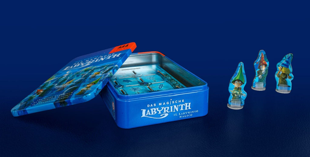 Magisches Labyrinth Reisespiel in Metalldose mit 3D-Spielaufbau