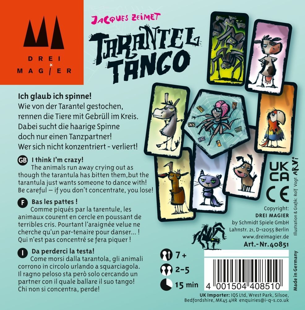 Tarantel Tango Kartenspiel mit Tierkarten und Reaktionsmechanik