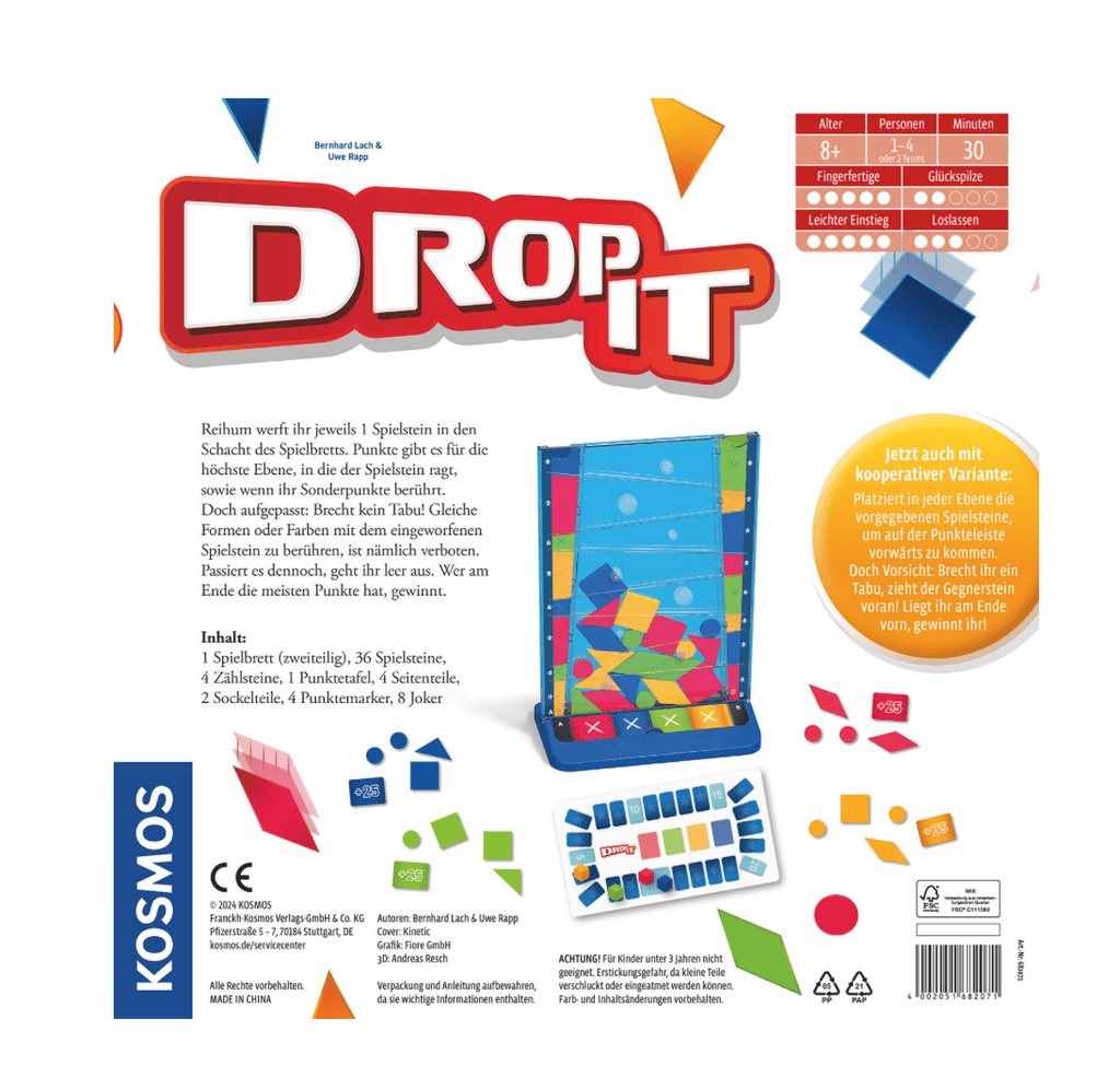 DROP IT Spiel ab 8 Jahren – Taktik- & Geschicklichkeitsspiel für 1–4 Personen