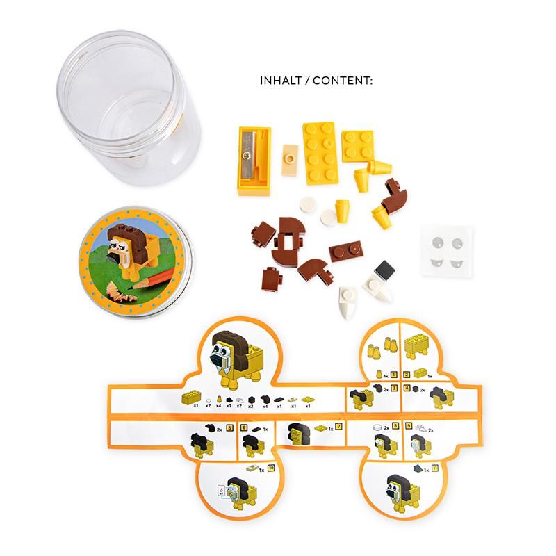 Mini Baustein Set Dschungeltiere Spitzer Elefant Vogel Löwe Giraffe