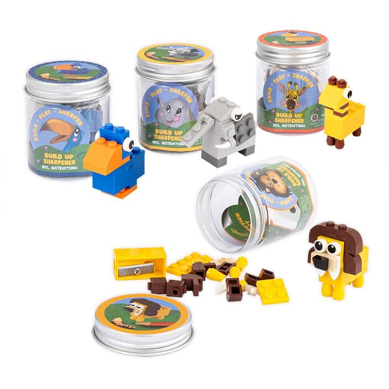 Dschungeltiere Spitzer Mini Baustein Set Trendhaus 4-fach sortiert