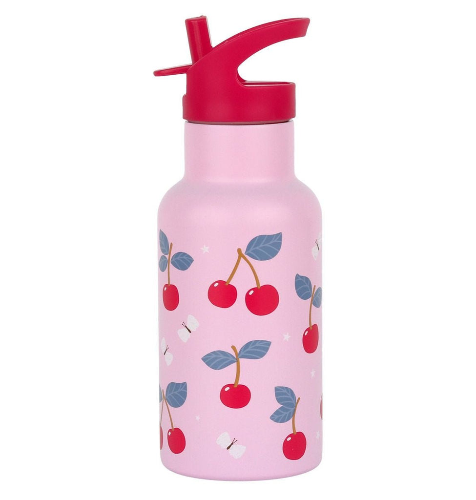 Edelstahl Trinkflasche Kirschen rosa rot 350 ml Kinder