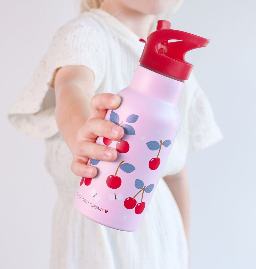 Kinder Trinkflasche Kirschen Motiv doppelwandig Edelstahl