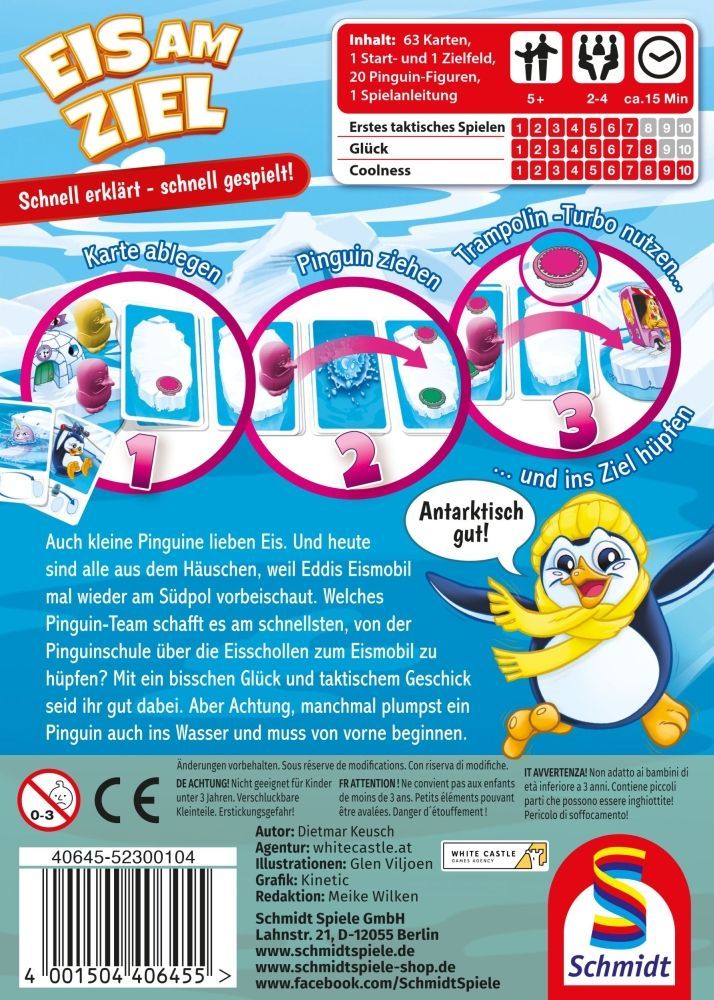 Kinderspiel ab 5 Jahren – Pinguinrennen auf Eisschollen mit Karten & Figuren
