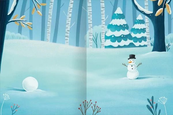 Kinder-Stickerbuch mit Schneemännern und Winterlandschaften
