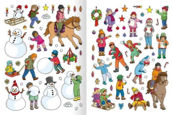 Stickeralbum Winter für Kinder mit Tieren und Schneemann
