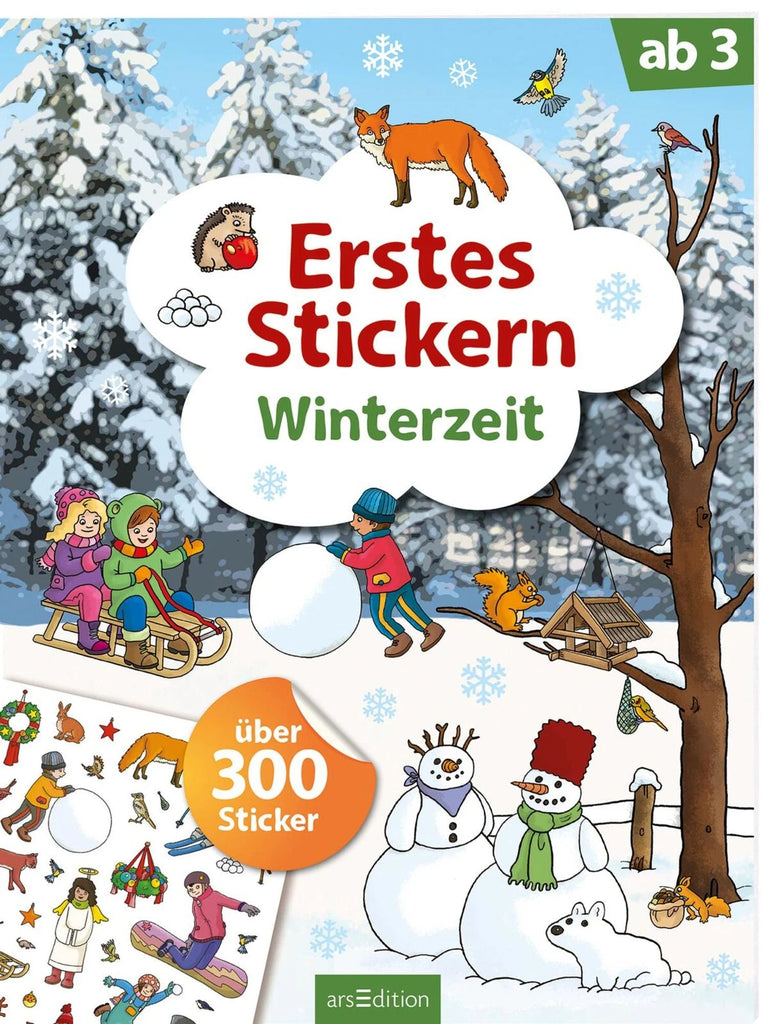 Erstes Stickern Winterzeit – Stickerbuch für Kinder ab 3 Jahren
