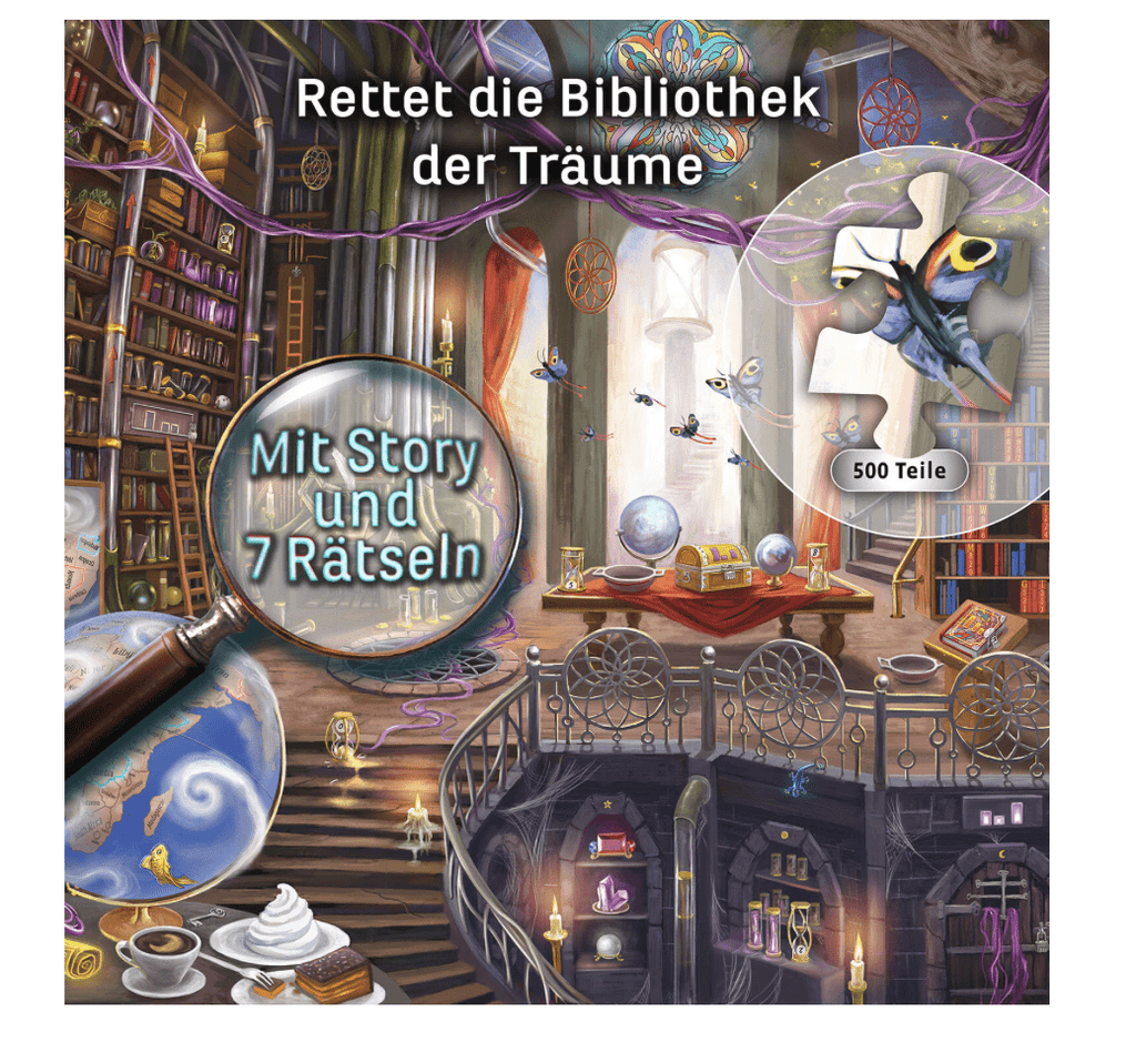 EXIT Puzzle Bibliothek der Träume, 500 Teile, Escape-Rätsel ab 10 Jahren