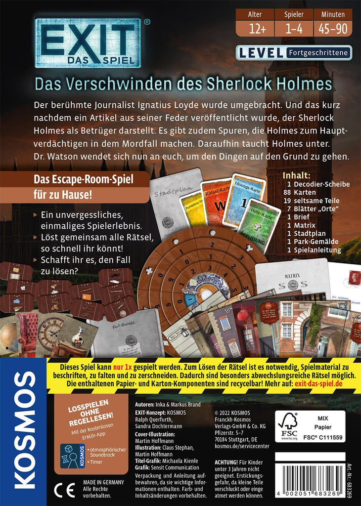 Exit das Spiel: das Verschwinden des Sherlock Holmes - Kosmos