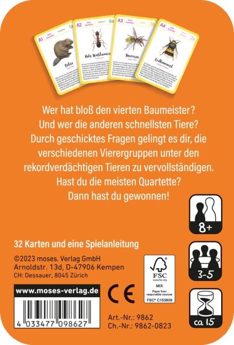 Quartett für unterwegs moses Tiere mit Rekorden ab 8 Jahren