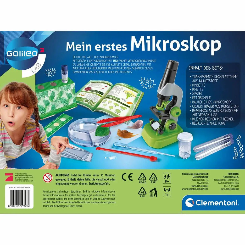 Kinder Mikroskop Galileo bis 150× inkl Anleitung Experimentierspaß