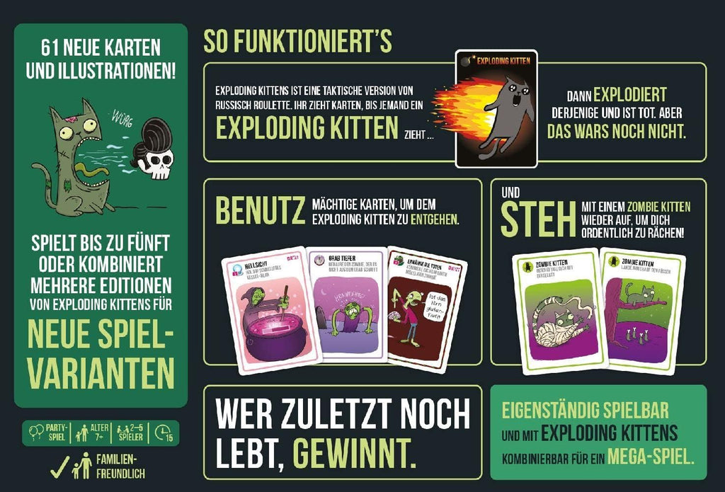 Exploding Kittens Zombie Kittens Edition Spielaufbau
