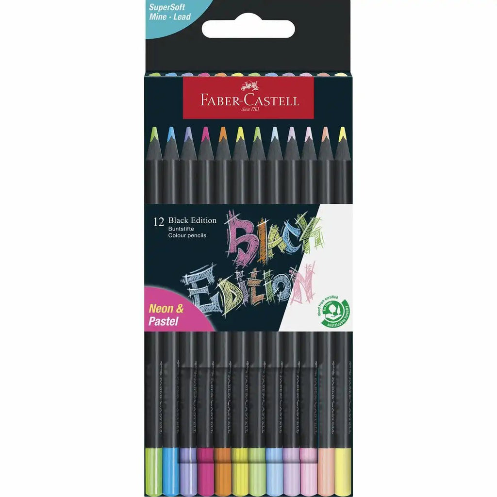 Faber-Castell Black Edition Buntstifte neon und pastell im Kartonetui
