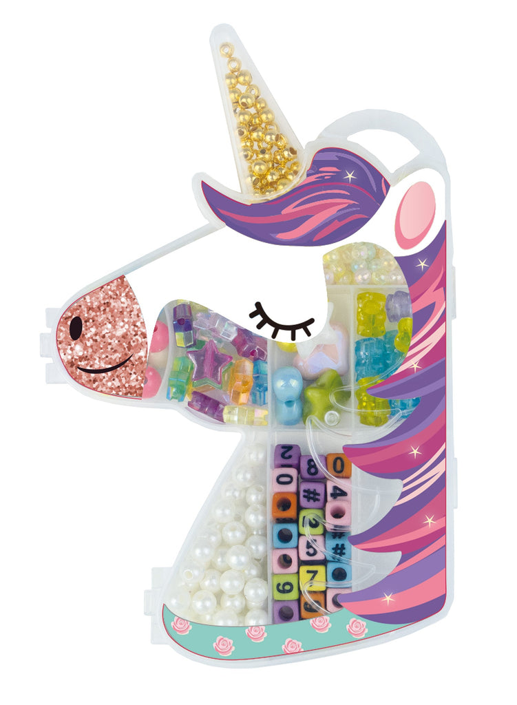 Detailansicht bunter Kunststoffperlen aus der Fädelperlen Dose
