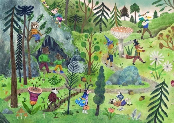 Leporello Fantastischer Wald mit Klappen, Tieren und magischen Szenen für Kinder