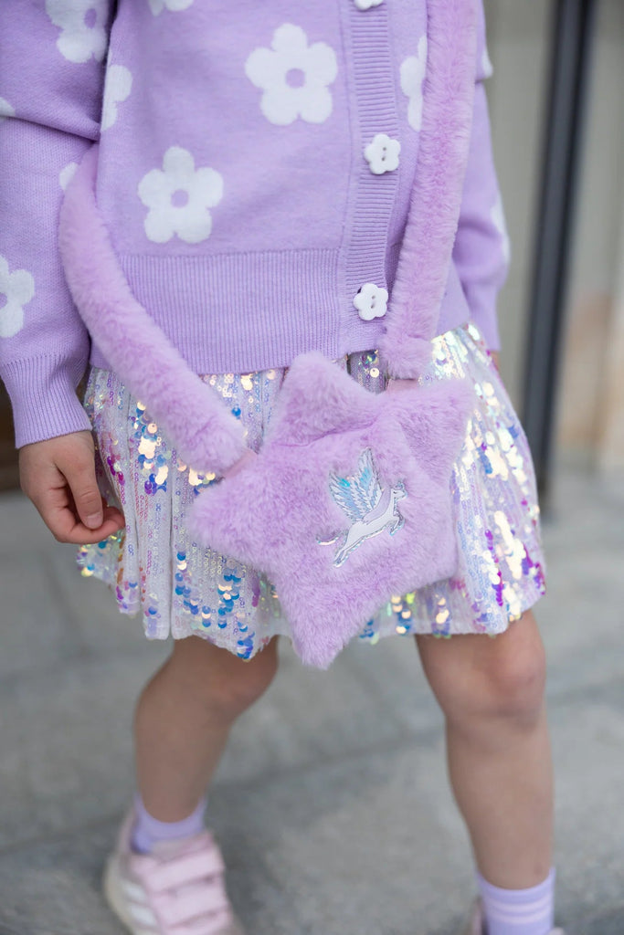 Kinder Tasche Alicorn Motiv flauschig lila