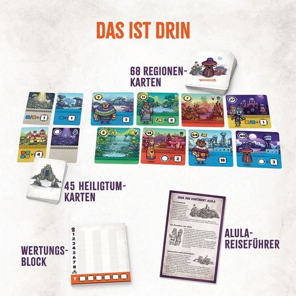 Spielmaterial aus dem Faraway Kartenspiel
