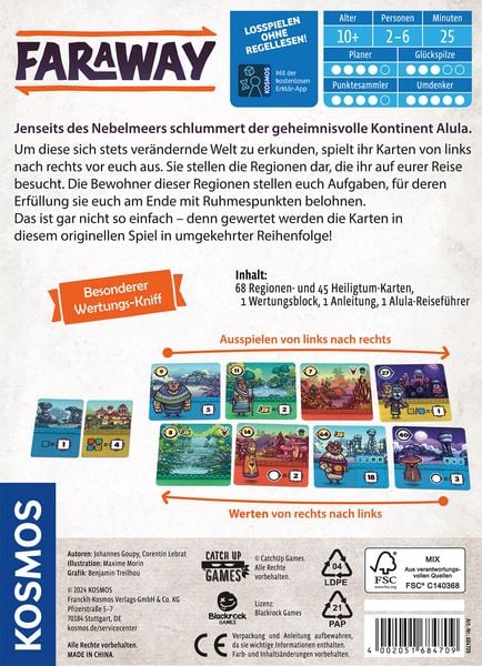 Karten und Spielaufbau von Faraway auf Anleitung
