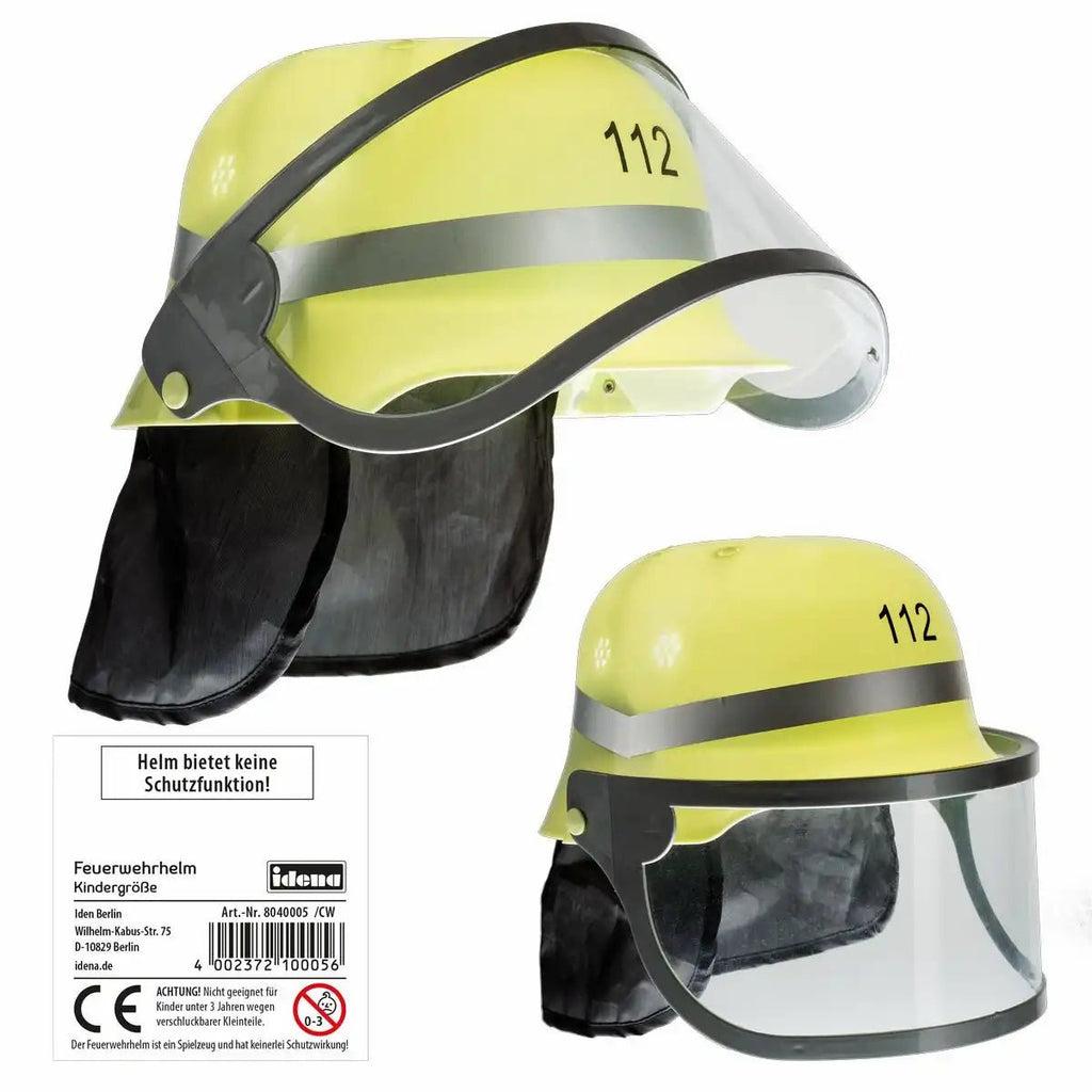 Feuerwehrhelm Kinder Universalgröße Kunststoff Idena Visier Nackenschutz