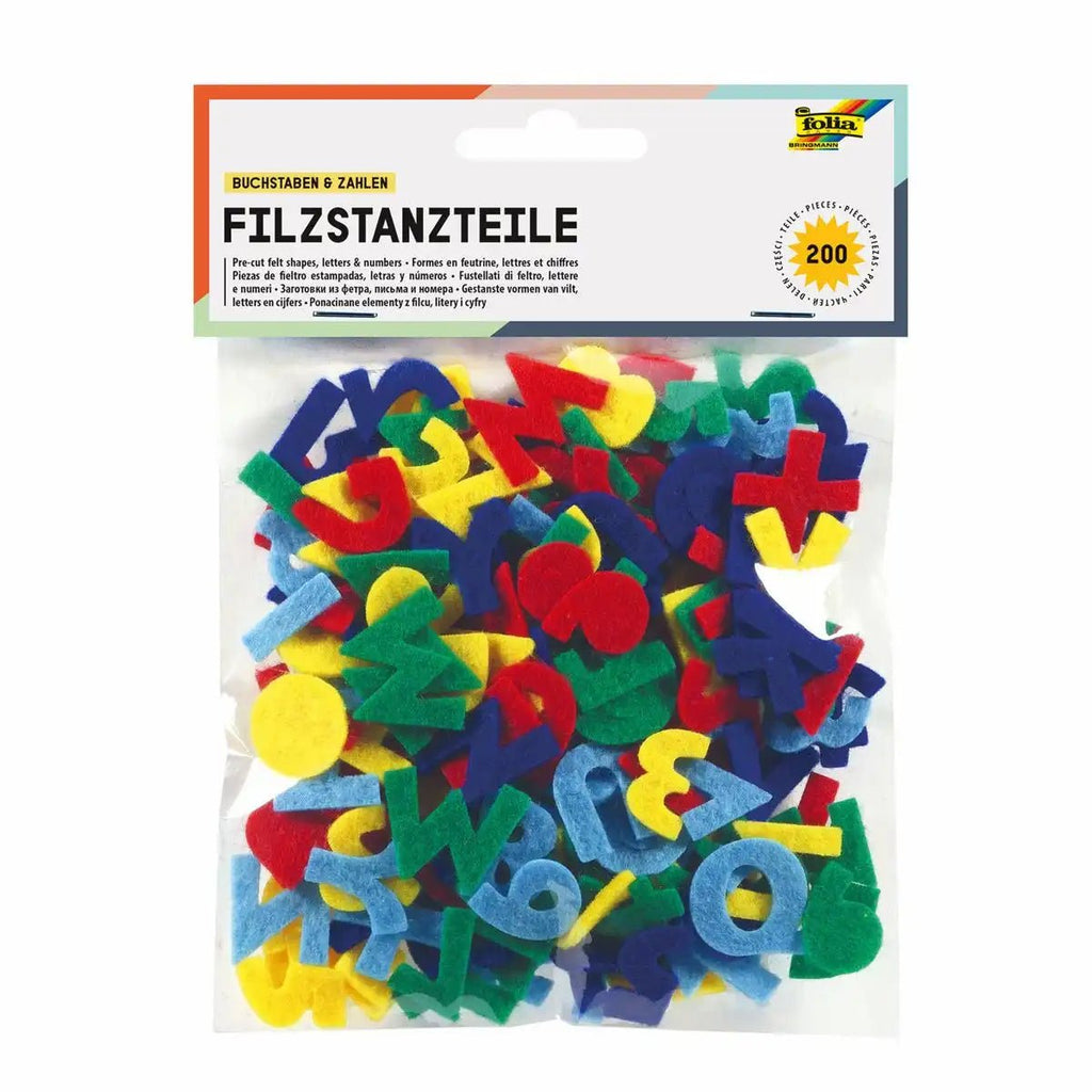 Filzbuchstaben Zahlen Set 200 Stück bunt 25 mm Folia