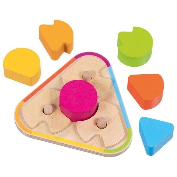 Finde die Form Holzspiel mit drehbaren Scheiben
