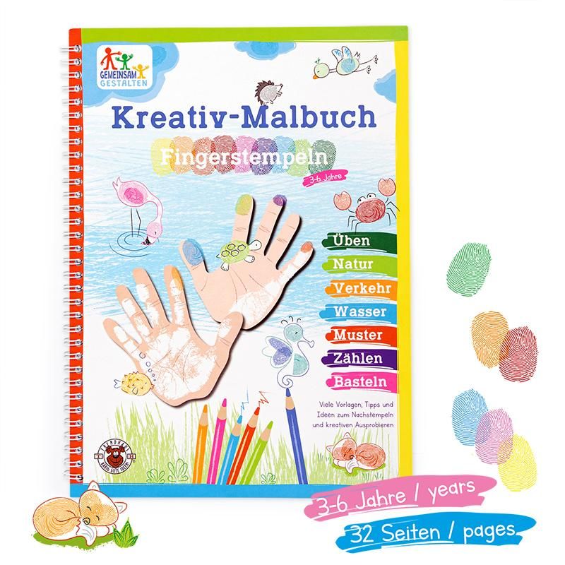 Fingerstempel Kreativ-Malbuch A4 mit 32 Seiten