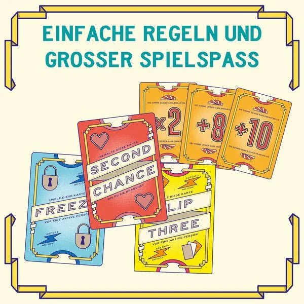 Kartenspiel Flip 7 mit Zahlen- und Aktionskarten
