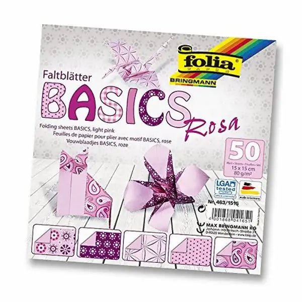 folia Faltblätter Basics Rosa 15x15cm 50 Blatt 5 Motive