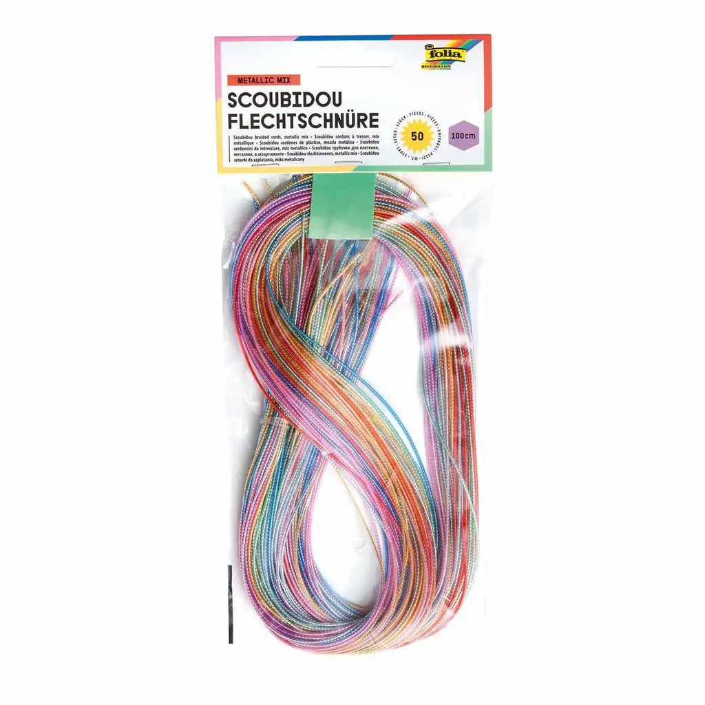 folia Scoubidou Metallic Mix Flechtschnüre 50 Stück 100 cm