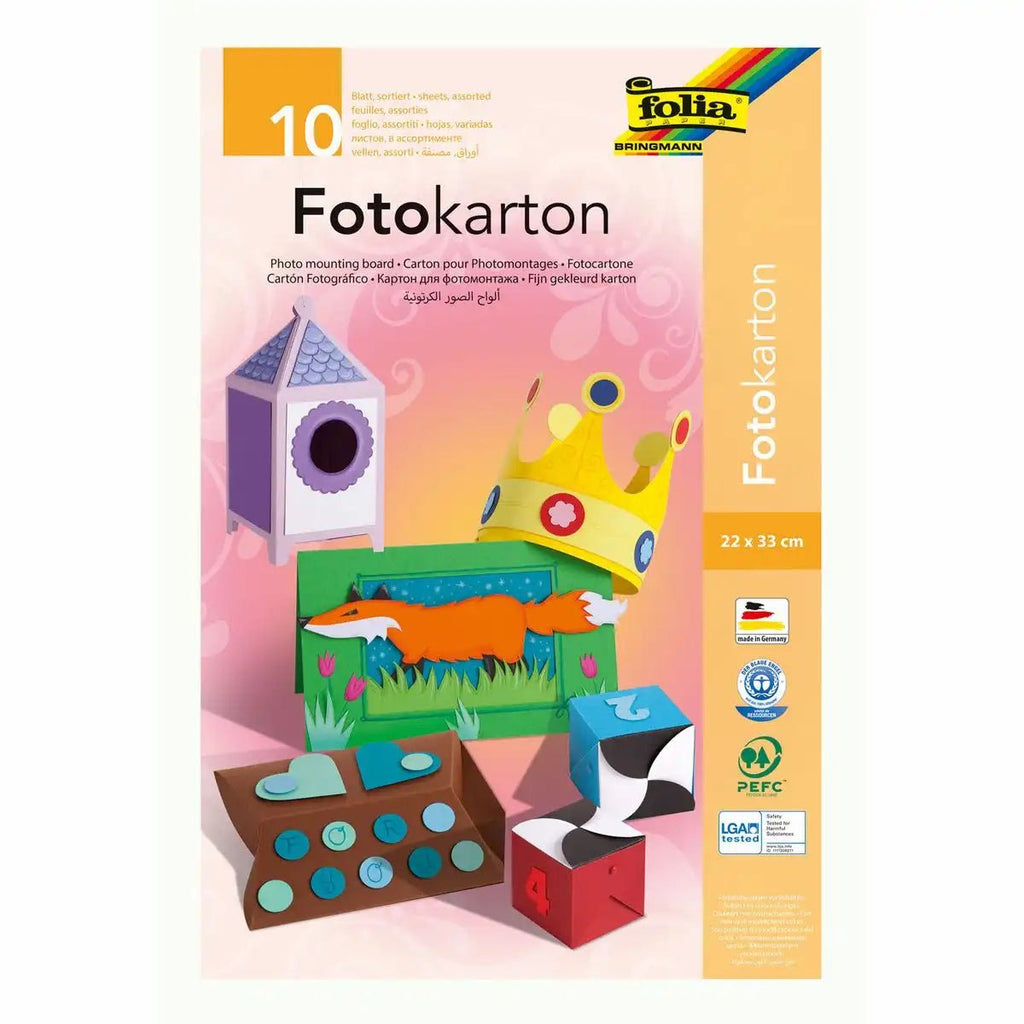 Folia Fotokarton 300g mehrfarbig 22x33cm 10 Blatt für Kinder