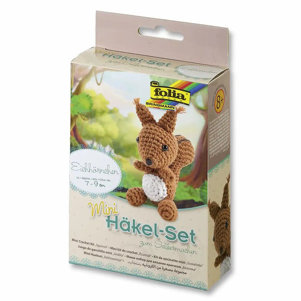 Selbstgehäkeltes Eichhörnchen aus Baumwolle-Polyacryl Garn