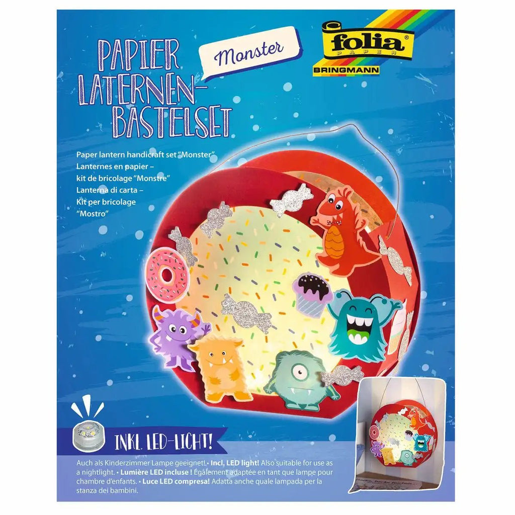 folia Kinderlaterne Monster Bastelset mit LED Deko Licht
