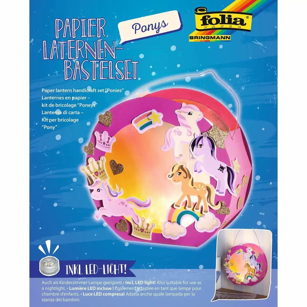 Bastelset Laterne mit Pony Motiv und LED Beleuchtung
