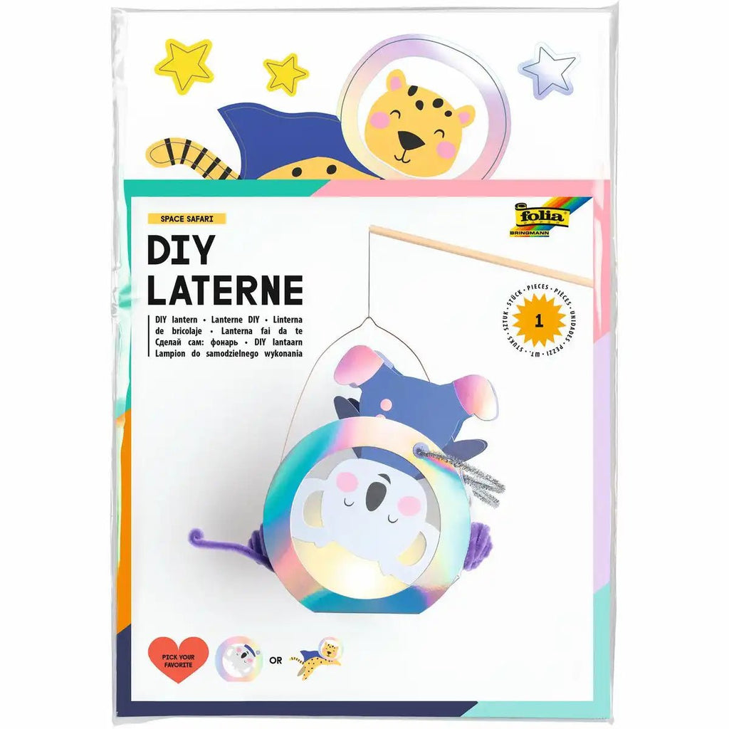 folia Kinderlaterne Bastelset Weltraum mit Transparentpapier
