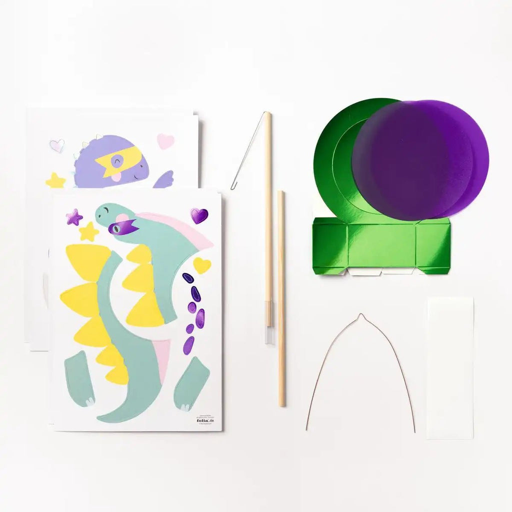 Folia Laternenbastelset Dino Baby & Superheld Motiv Bunt