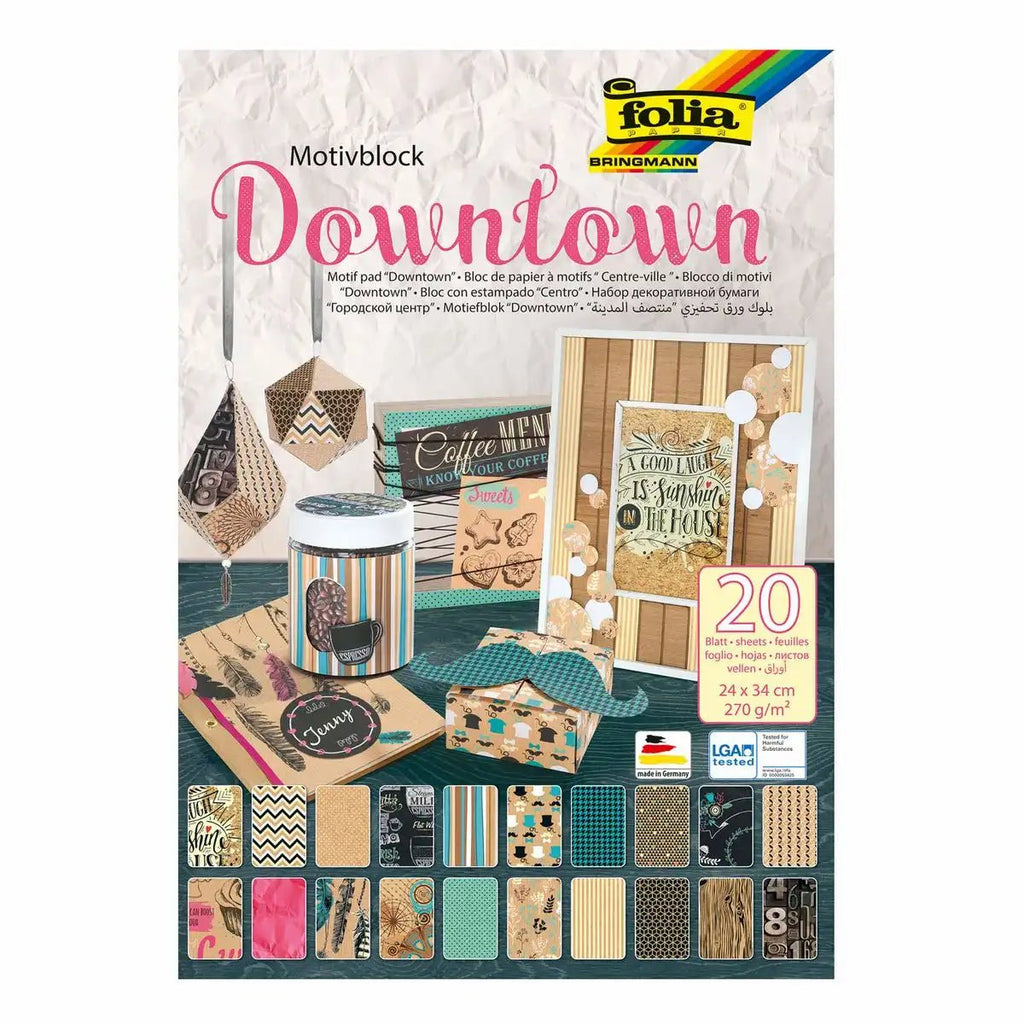 Folia Motivblock Downtown 24x34 cm 270 g/m² mit 20 Designs