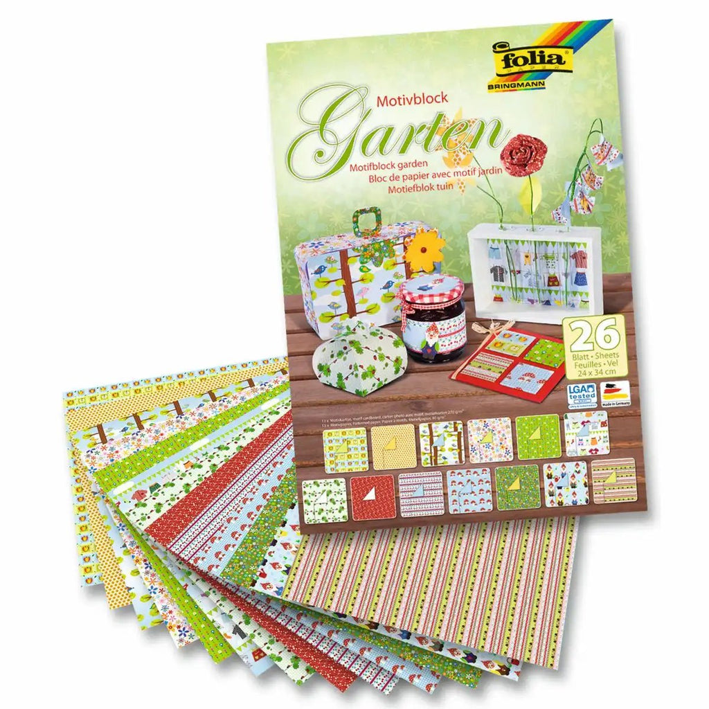 Folia Motivblock Garten 24x34 cm 26 Blatt Blumenmotive