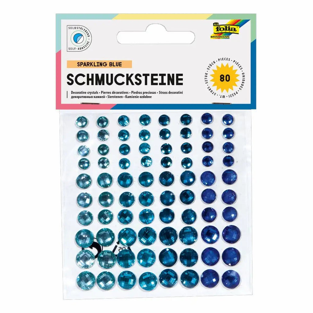 folia Schmucksteine Sparkling Blue selbstklebend 80 Stück