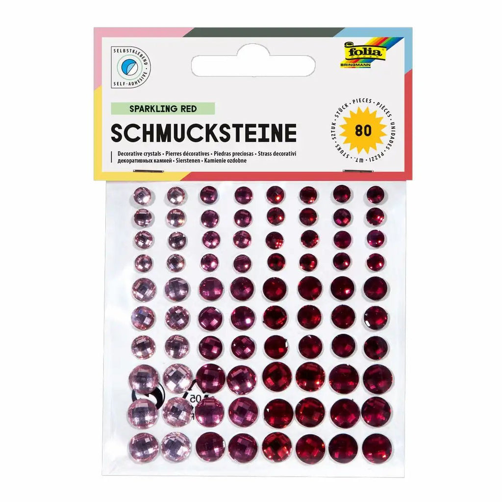 folia Schmucksteine Sparkling Red selbstklebend 80 Stück