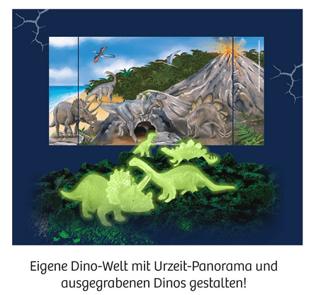 Kosmos Schwarzlicht-Expedition – Nachtleuchtende Dino-Ausgrabung für Kinder ab 7 Jahren mit UV-Lampe, Gipsblock und spannender Fossilien-Suche