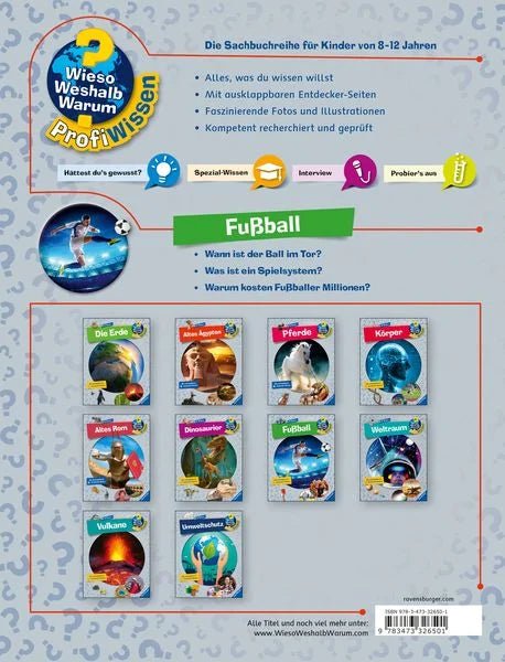 Aufgeschlagenes Kinder-Sachbuch Fußball Profiwissen mit Fotos und Illustrationen