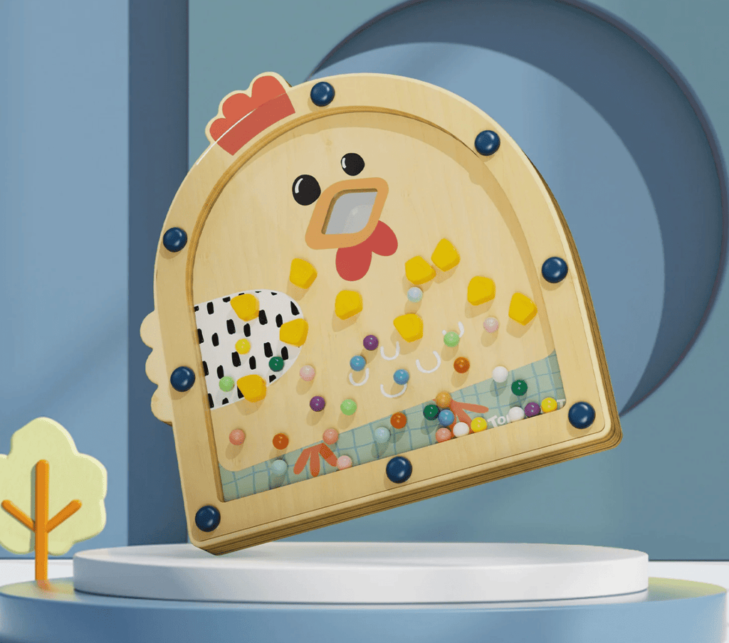 Reisespiel Kinder Fütter das Huhn mit Doppelseite
