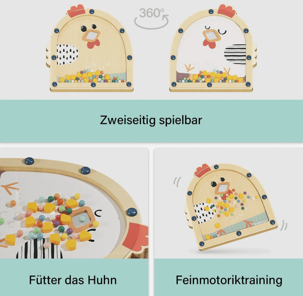 TOPBRIGHT Fütter das Huhn Holzspiel für unterwegs
