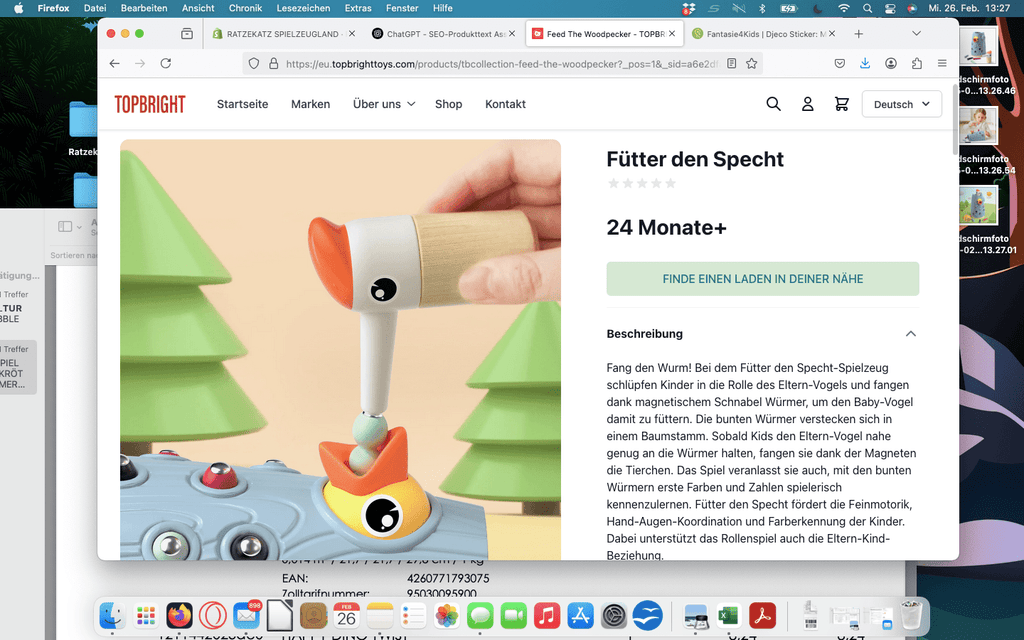 Fütter den Specht Motorikspielzeug TopBright RATZEKATZ SPIELZEUGLAND