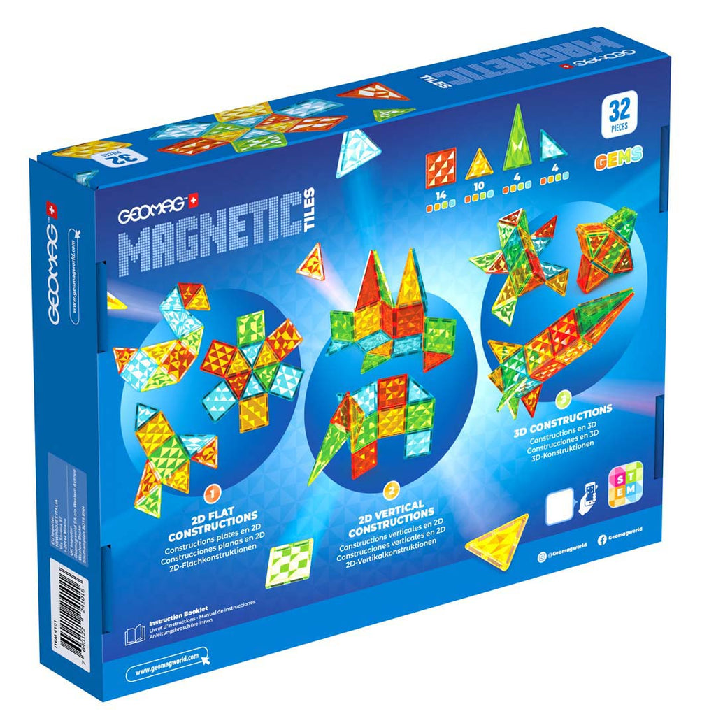 Geomag Magnetic Tiles Gems 32 Teile - Invento