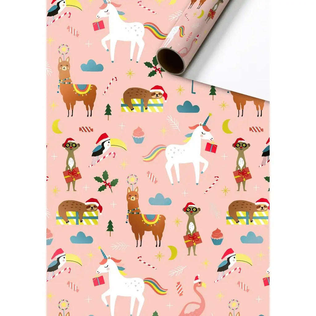 STEWO Geschenkpapier Jay 70x150 cm rosa mit weihnachtlichen Tieren