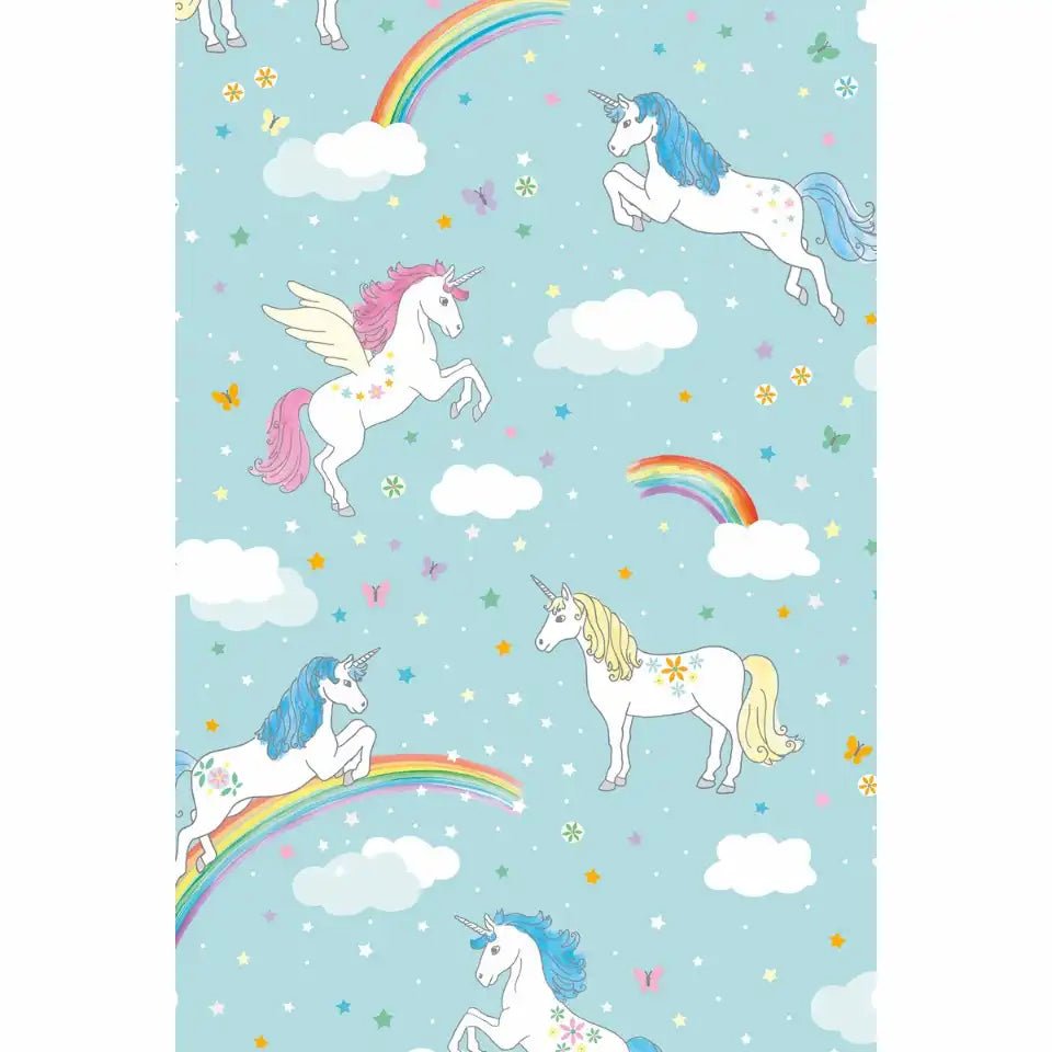 Geschenkpapier Einhorn Melody Rolle blau 70x200 cm Kinder