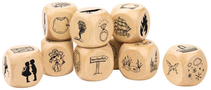 Märchen-Geschichtenwürfel aus Holz mit 54 Symbolen, Erzählspiel für Kinder