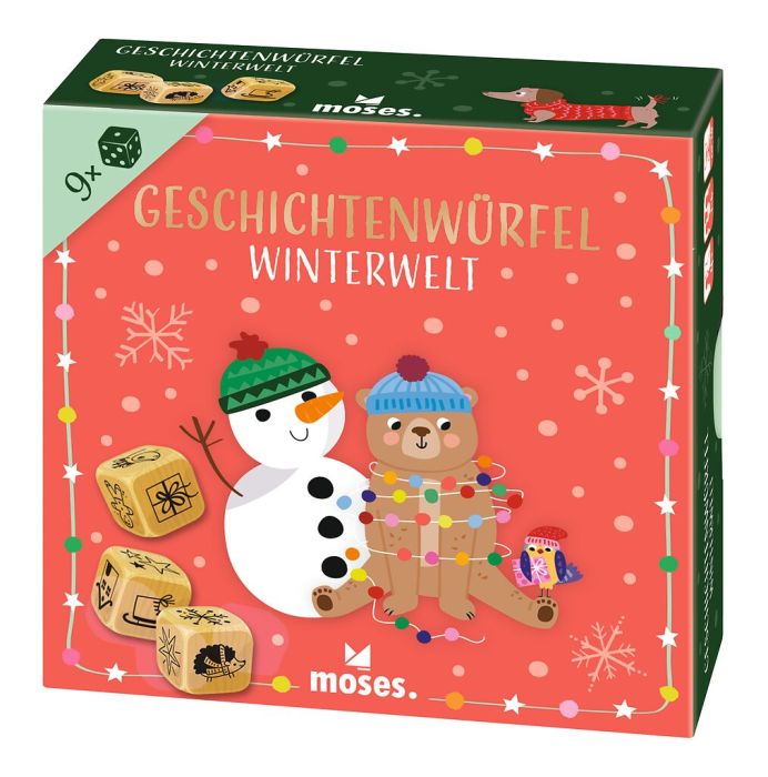 moses Geschichtenwürfel Winterwelt 9 Holzwürfel Wintermotive
